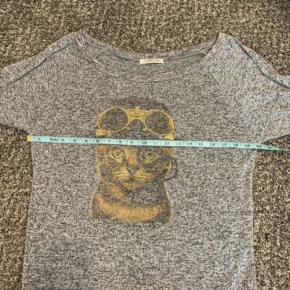 Pink Berry Heather Gray Medium Cat Pilot Steam Punk Long Sleeve Knit Shirt - Picture 6 of 6